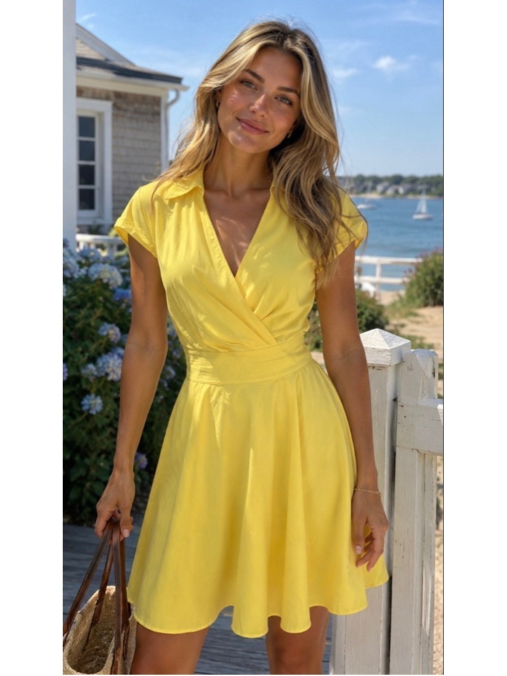 New Betsey Johnson Yellow Wrap Mini Dress Size 10